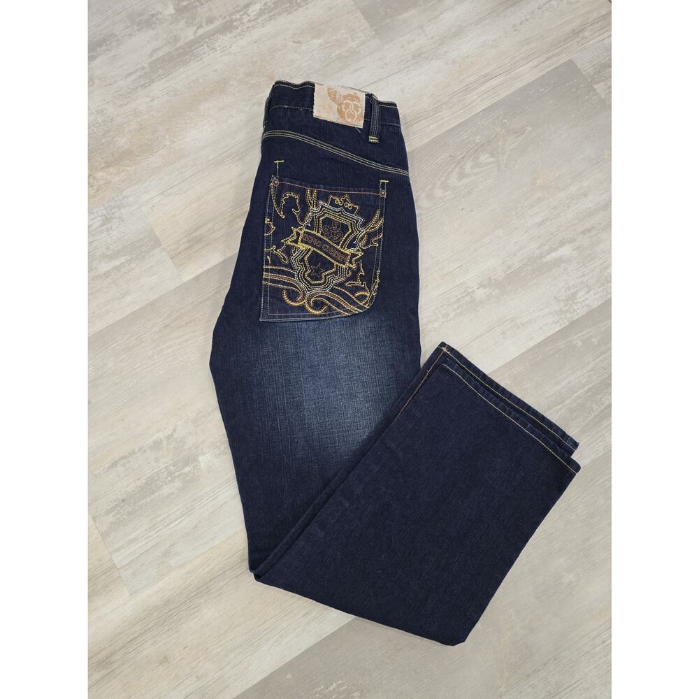 Y2K Gino Green Global men's wide-leg denim jeans Cool Hiphop Style 34/32